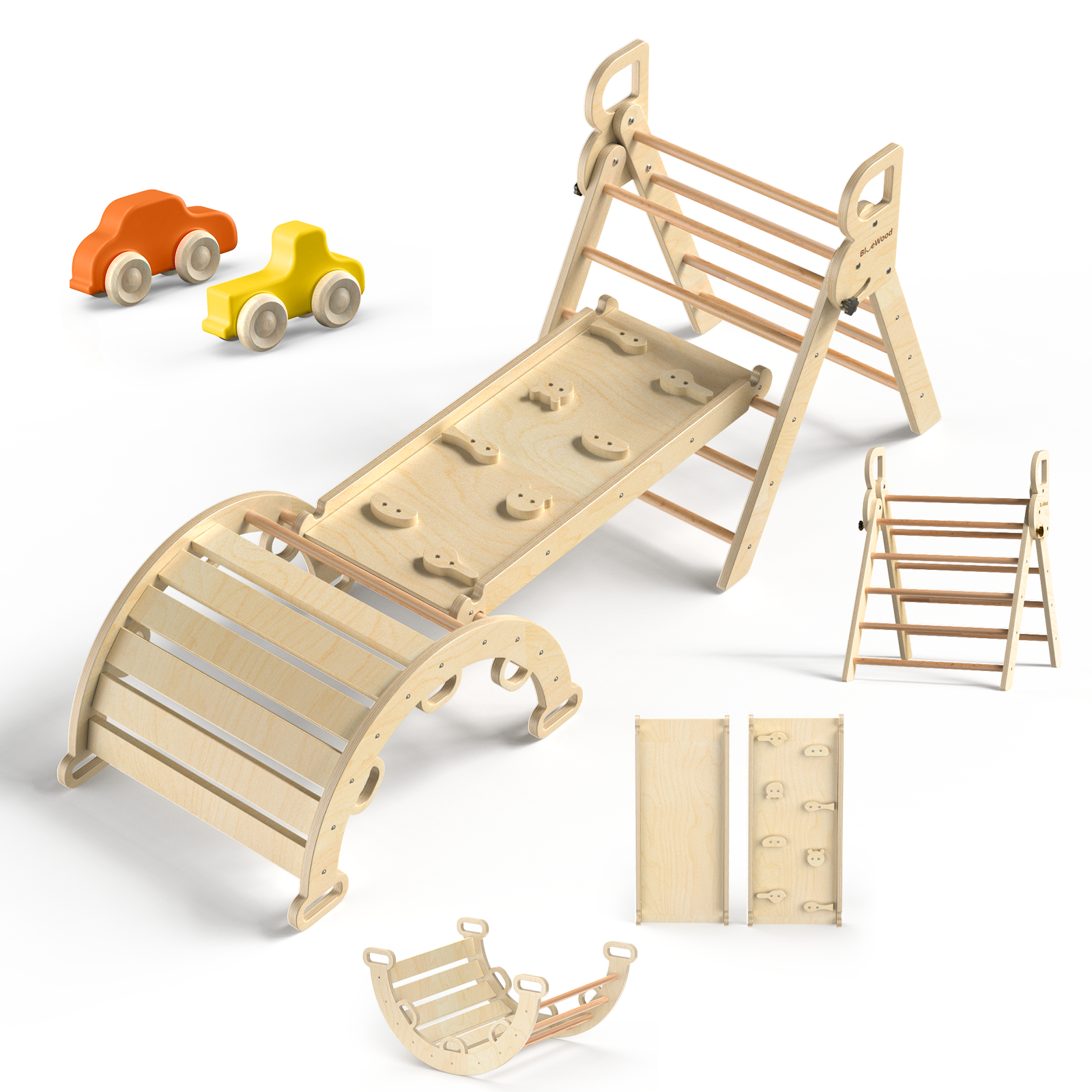 Pikler Triangle Tiny Land 7-in-1 Montessori Climbing Set Pikler