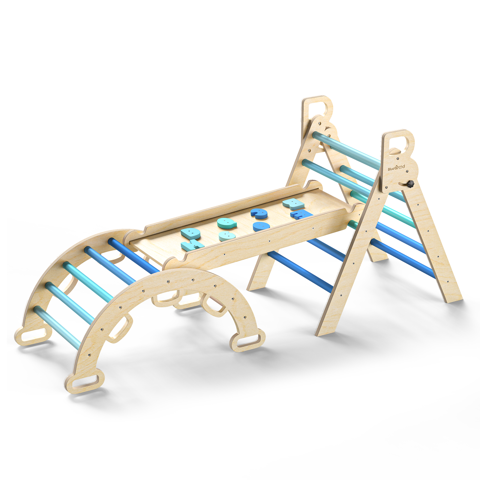 Nostalgie - Ensemble de triangles Pikler classiques BlueWood® *Dégradé de bleu