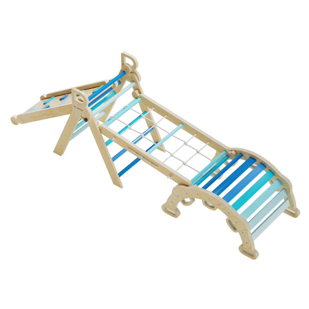 Aurora- BlueWood® 2024 Échelle de corde Pikler Triangle Set *Dégradé de bleu