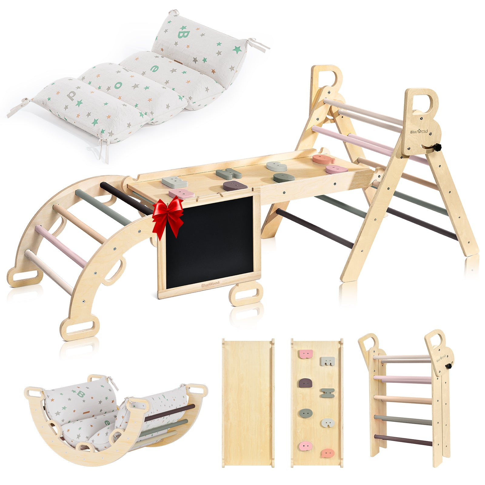 Nostalgia Series – BlueWood®’s Pikler Triangle Set with Cushions - 4 Color Options