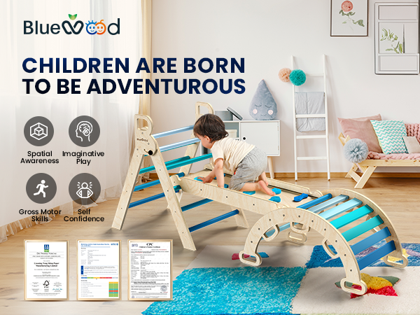 Juego de triángulos Pikler Aurora- BlueWood® 2024 *Azul degradado