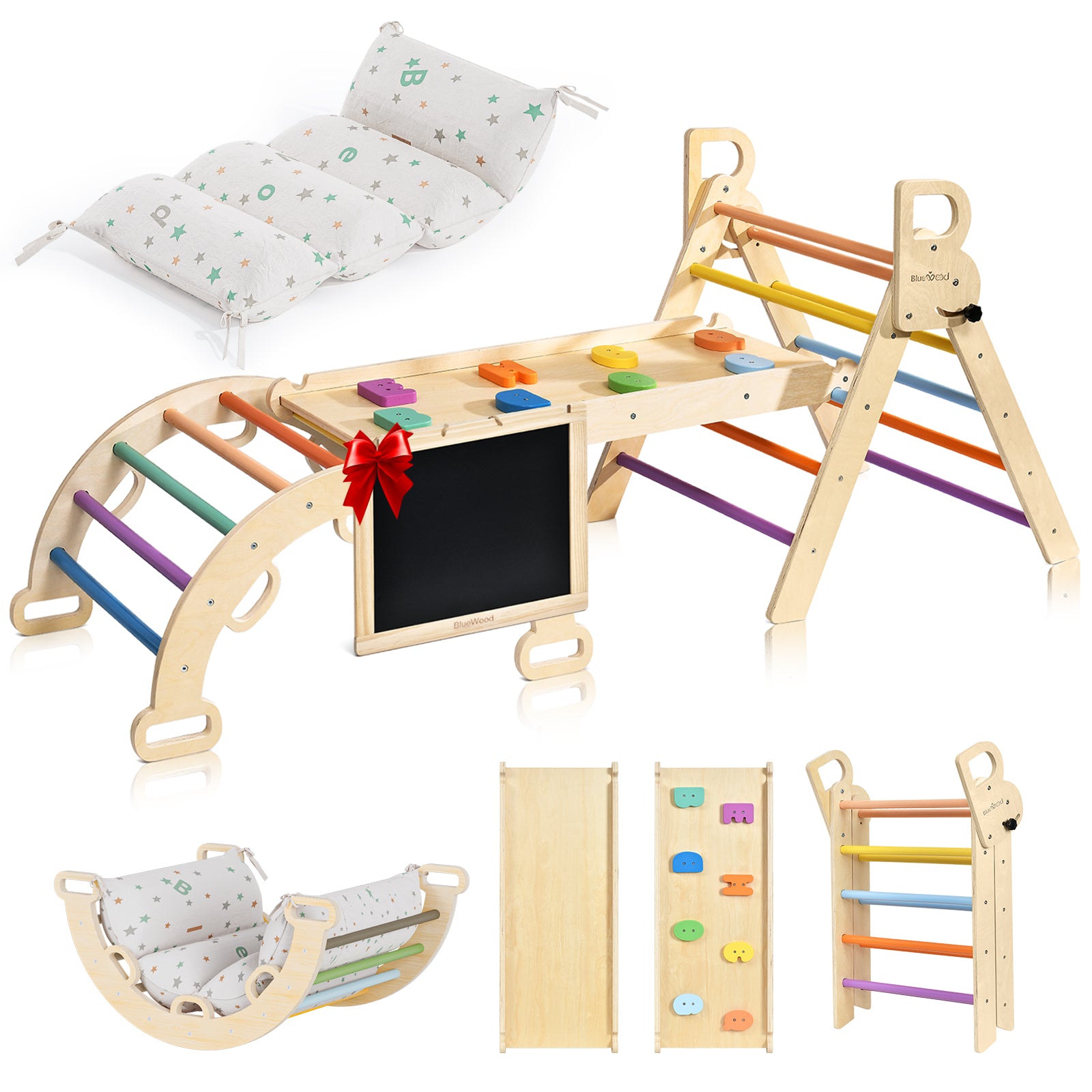 Nostalgia Series – BlueWood®’s Pikler Triangle Set with Cushions - 4 Color Options