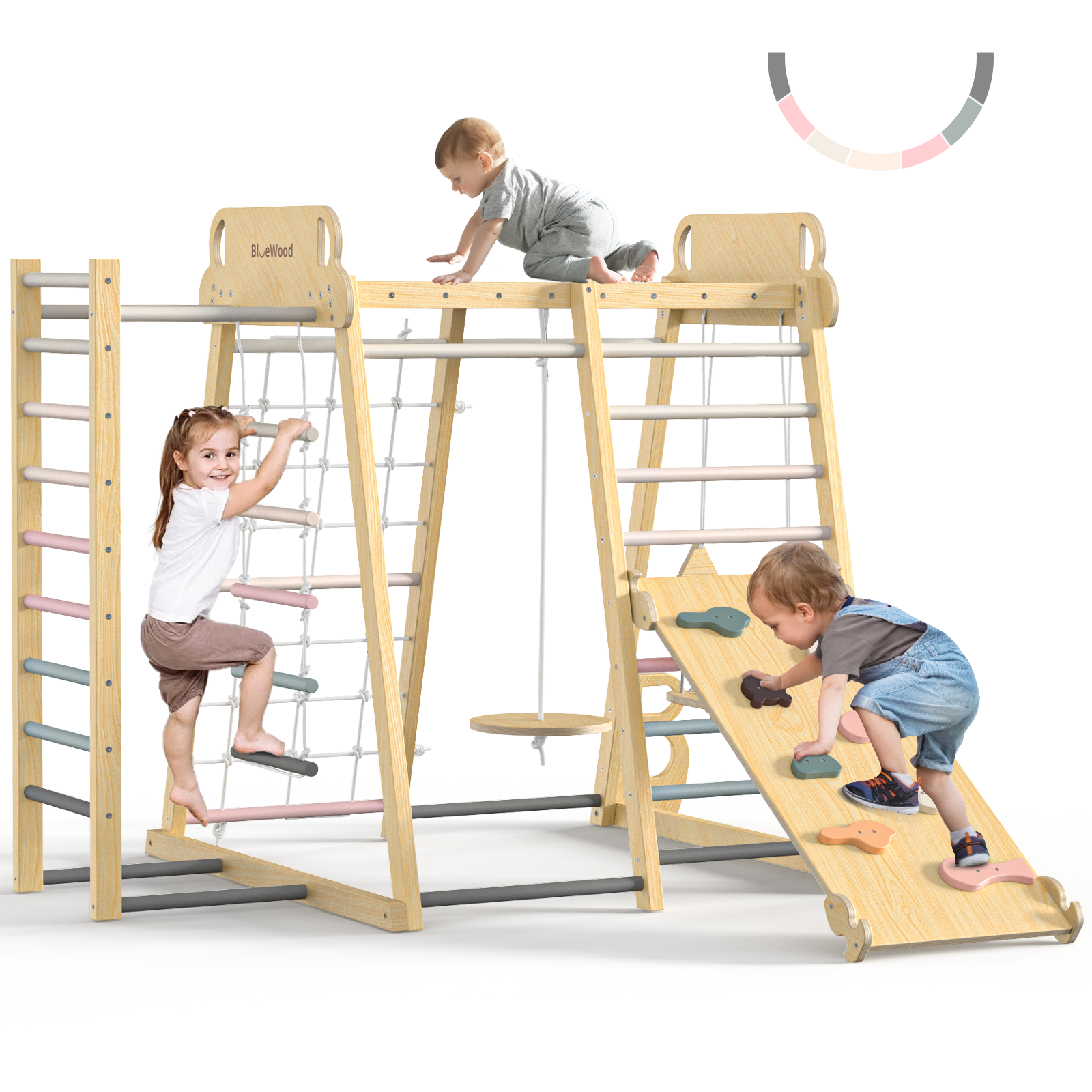 Safari Land - Juegos de columpios de gimnasio de jungla para interiores BlueWood®*Morandi