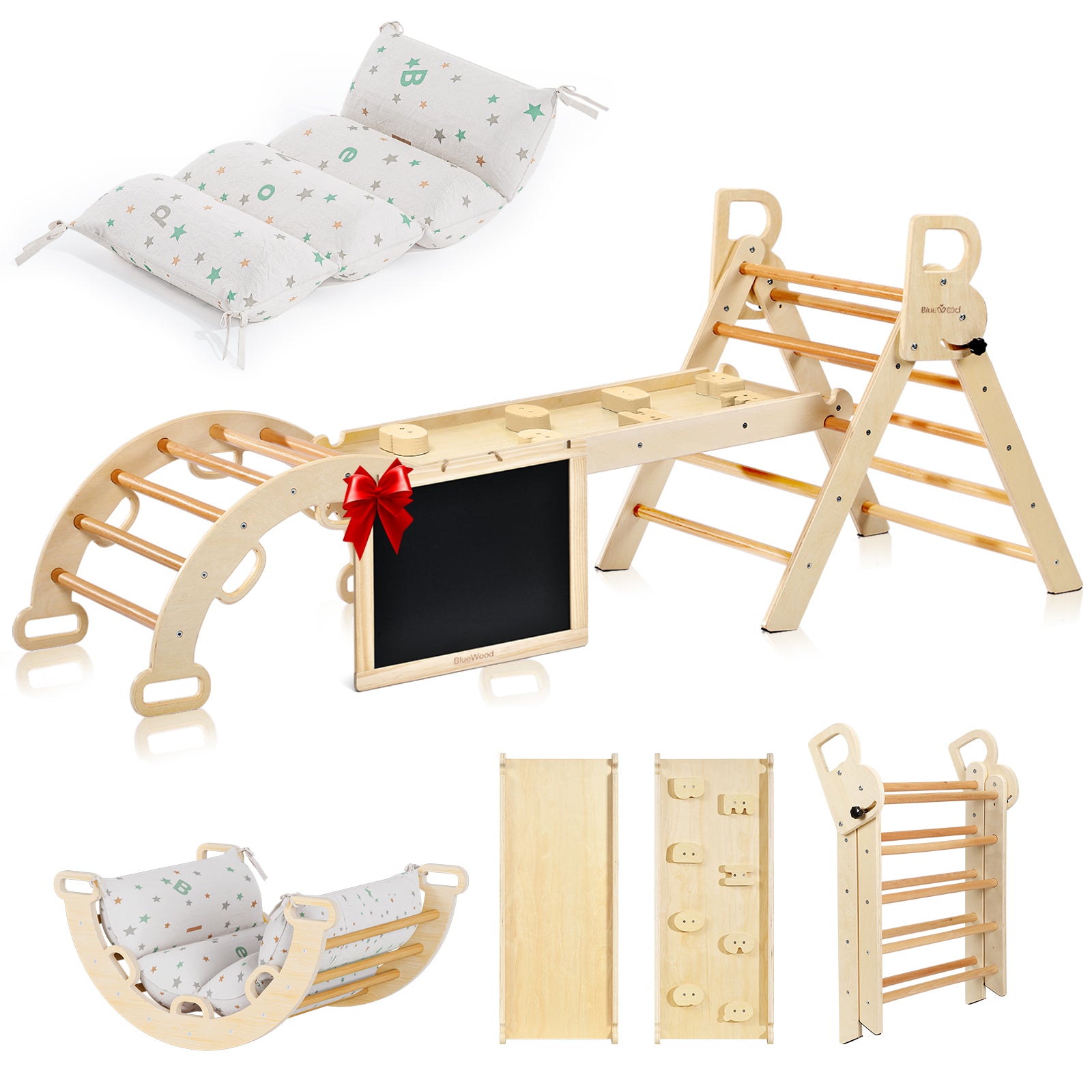 Nostalgia Series – BlueWood®’s Pikler Triangle Set with Cushions - 4 Color Options