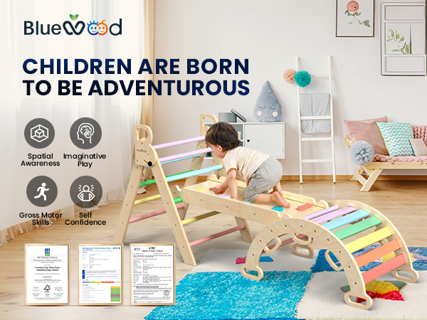 Aurora- BlueWood® 2024 Juego de triángulos Pikler *Arcoíris