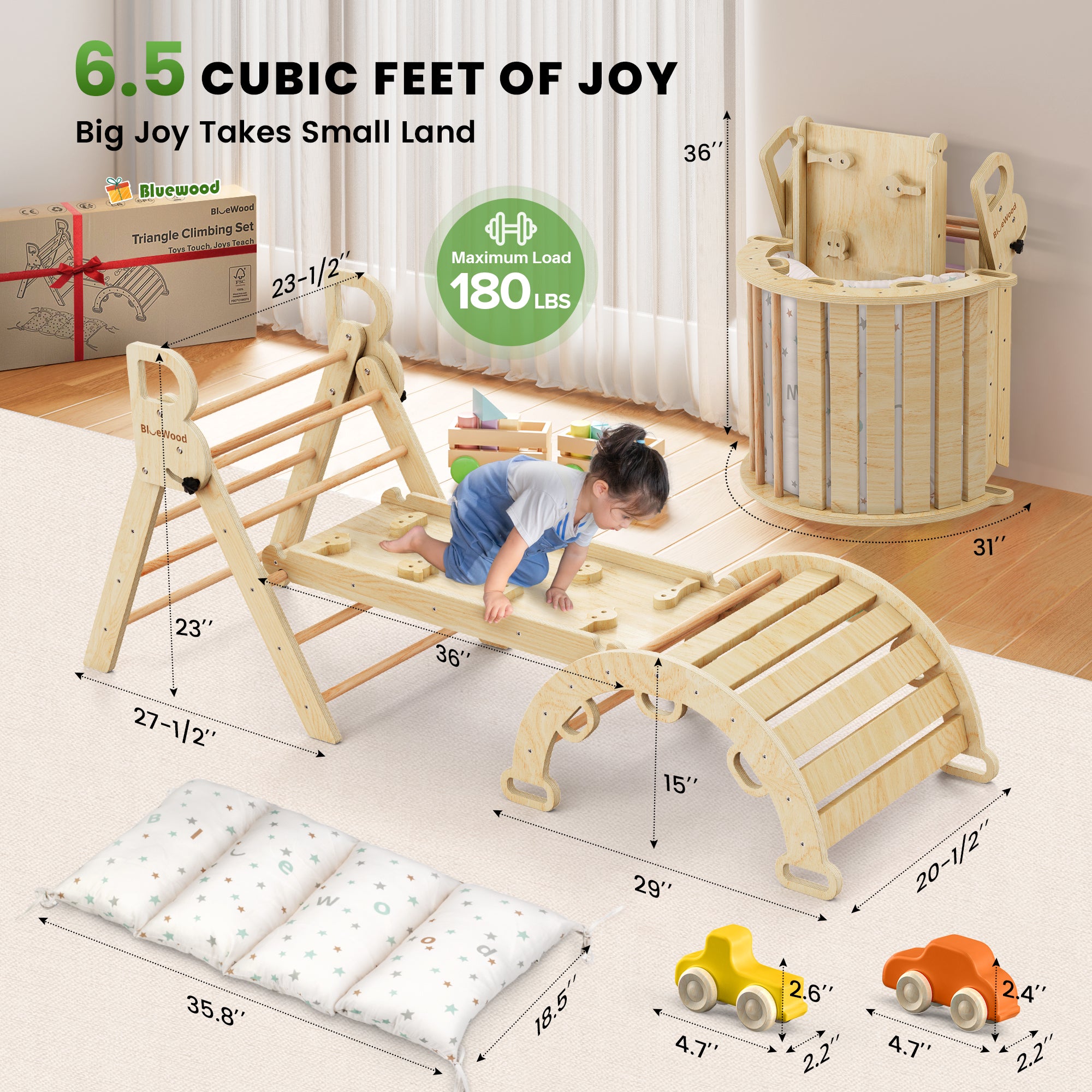 Juego de triángulos Pikler Aurora- BlueWood® 2024 *Azul degradado