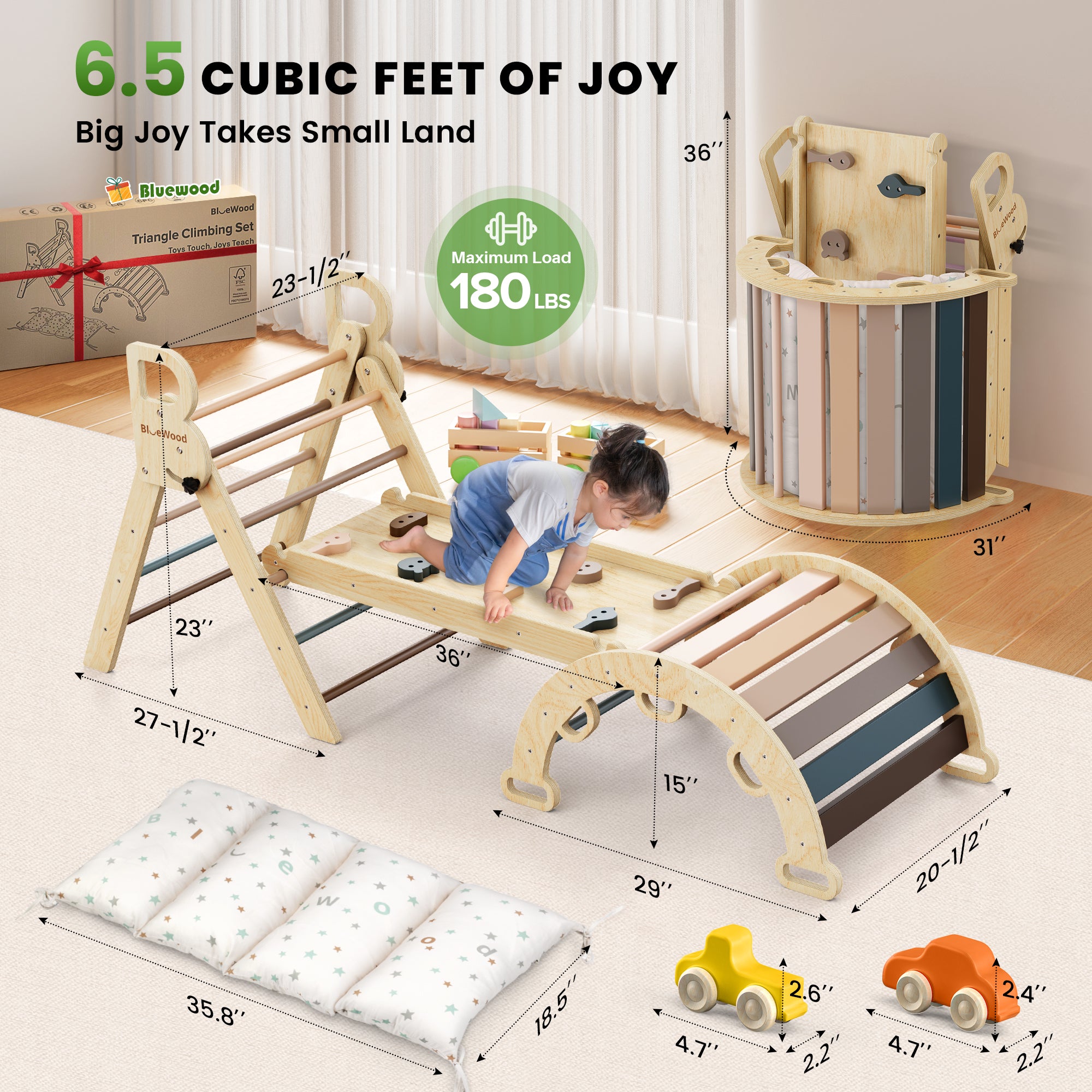 Juego de triángulos Pikler Aurora- BlueWood® 2024 *Azul degradado