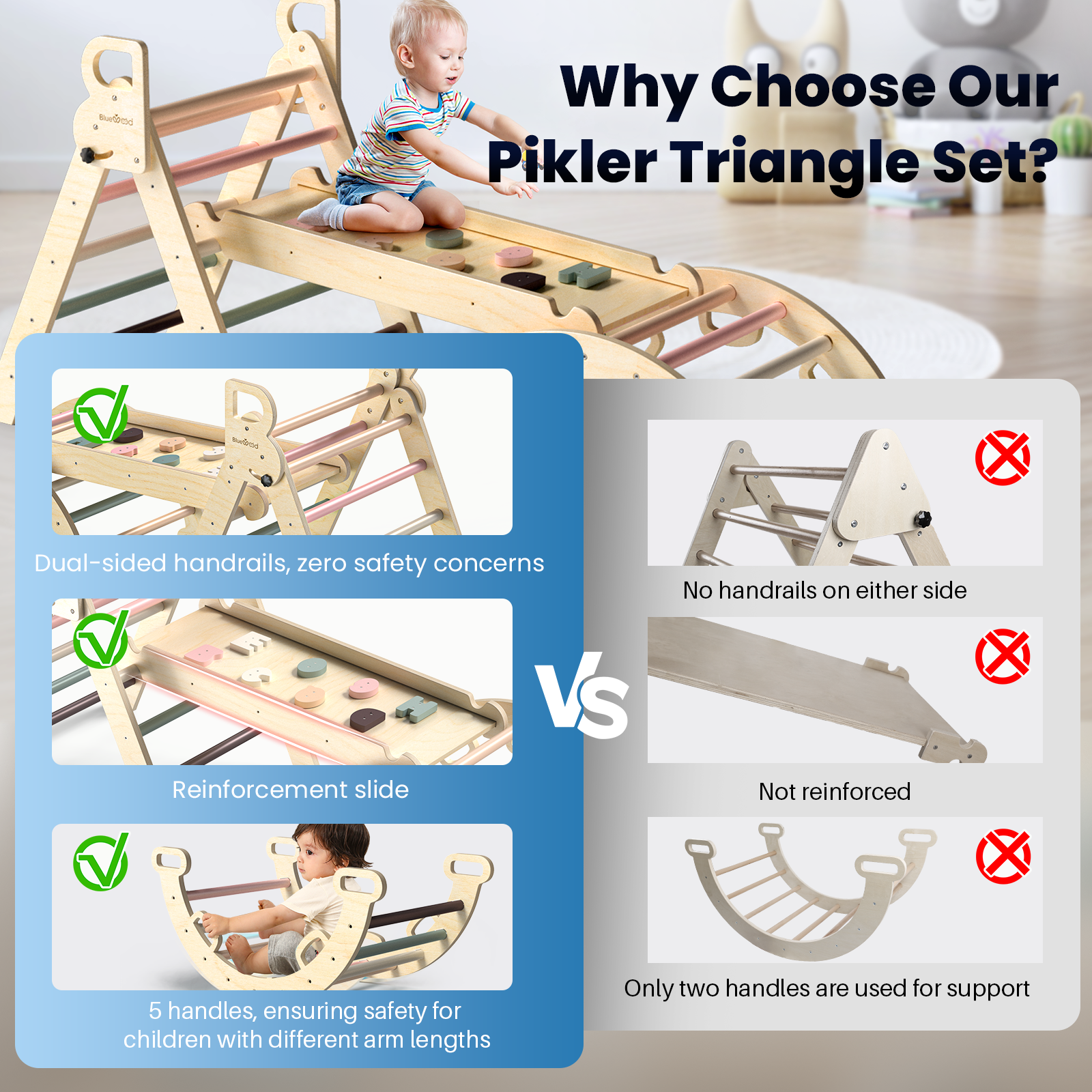 Nostalgia - Juego de triángulos Pikler clásicos BlueWood® *Morandi