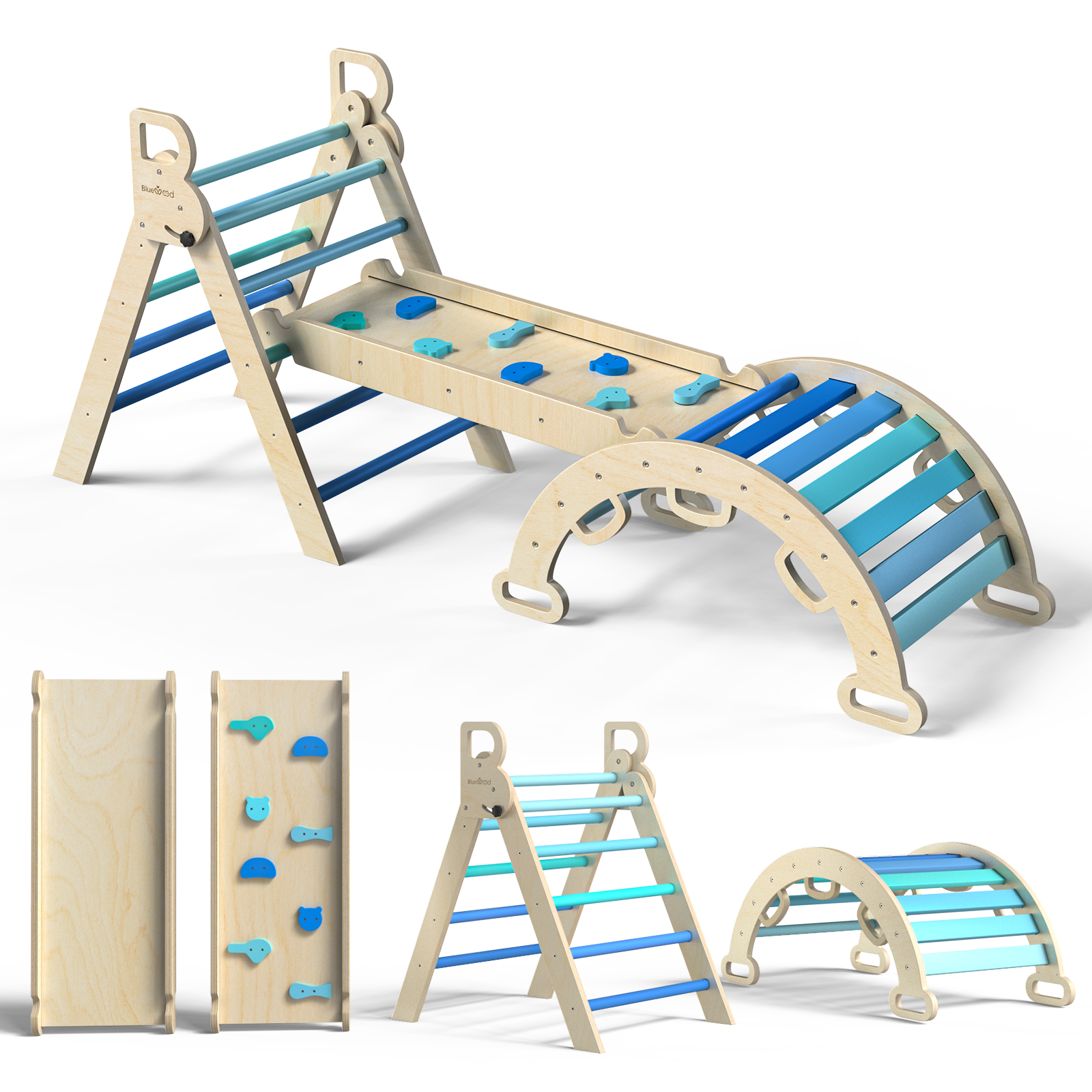 Juego de triángulos Pikler Aurora- BlueWood® 2024 *Azul degradado