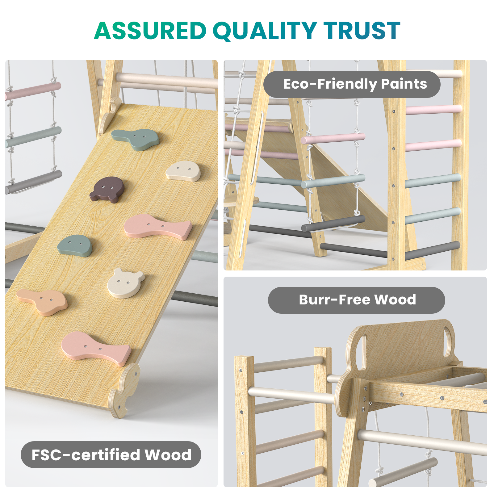 Safari Land - Juegos de columpios de gimnasio de jungla para interiores BlueWood®*Morandi