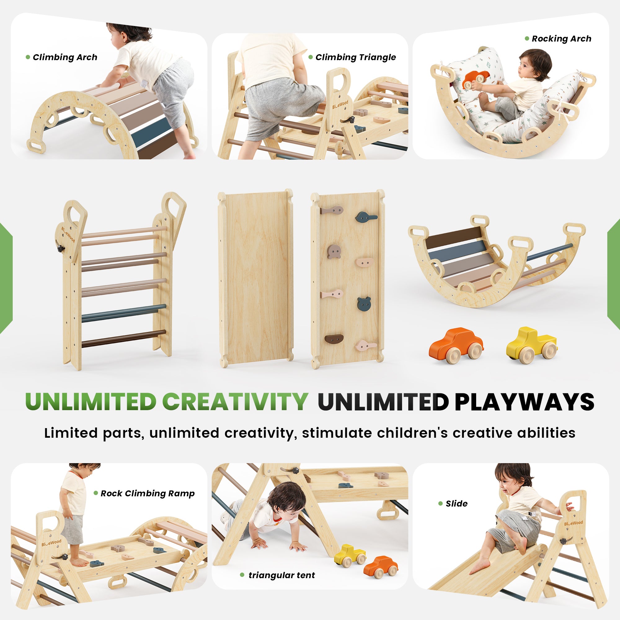 Juego de triángulos Pikler Aurora- BlueWood® 2024 *Azul degradado