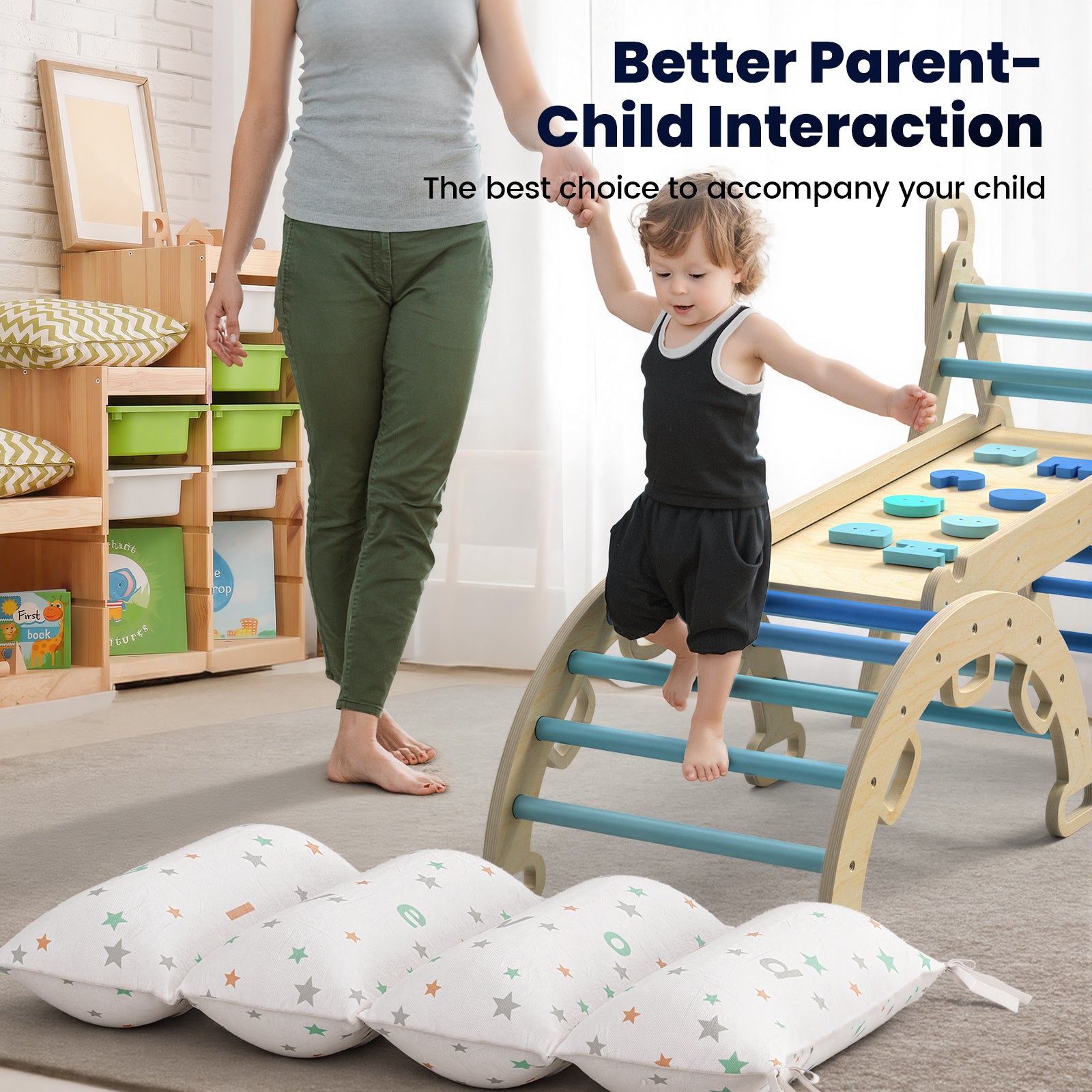 Nostalgia Series – BlueWood®’s Pikler Triangle Set with Cushions - 4 Color Options