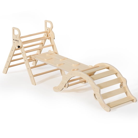 Pikler Triangle Set Playground Climber 8-in-1 Foldable Wooden Indoor 1-Count