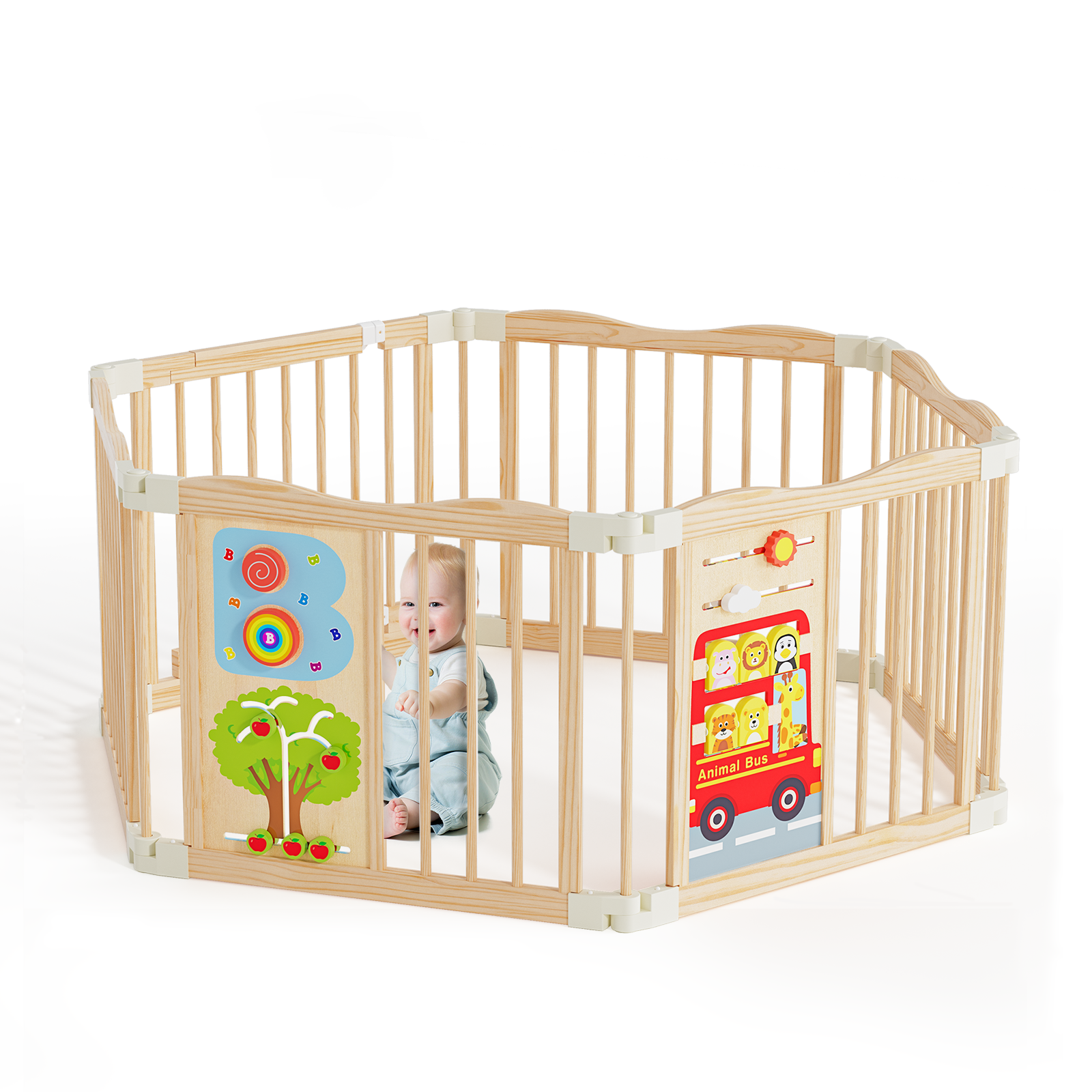 Cocoon - BlueWood® Baby Gate Playpen, Foldable, Busy Board Baby Playpen