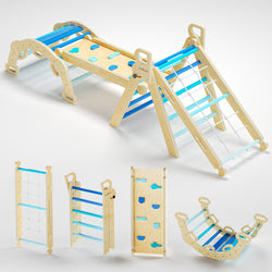 BlueWood® Gradient Blue Rope Ladder*Pikler Triangle Set