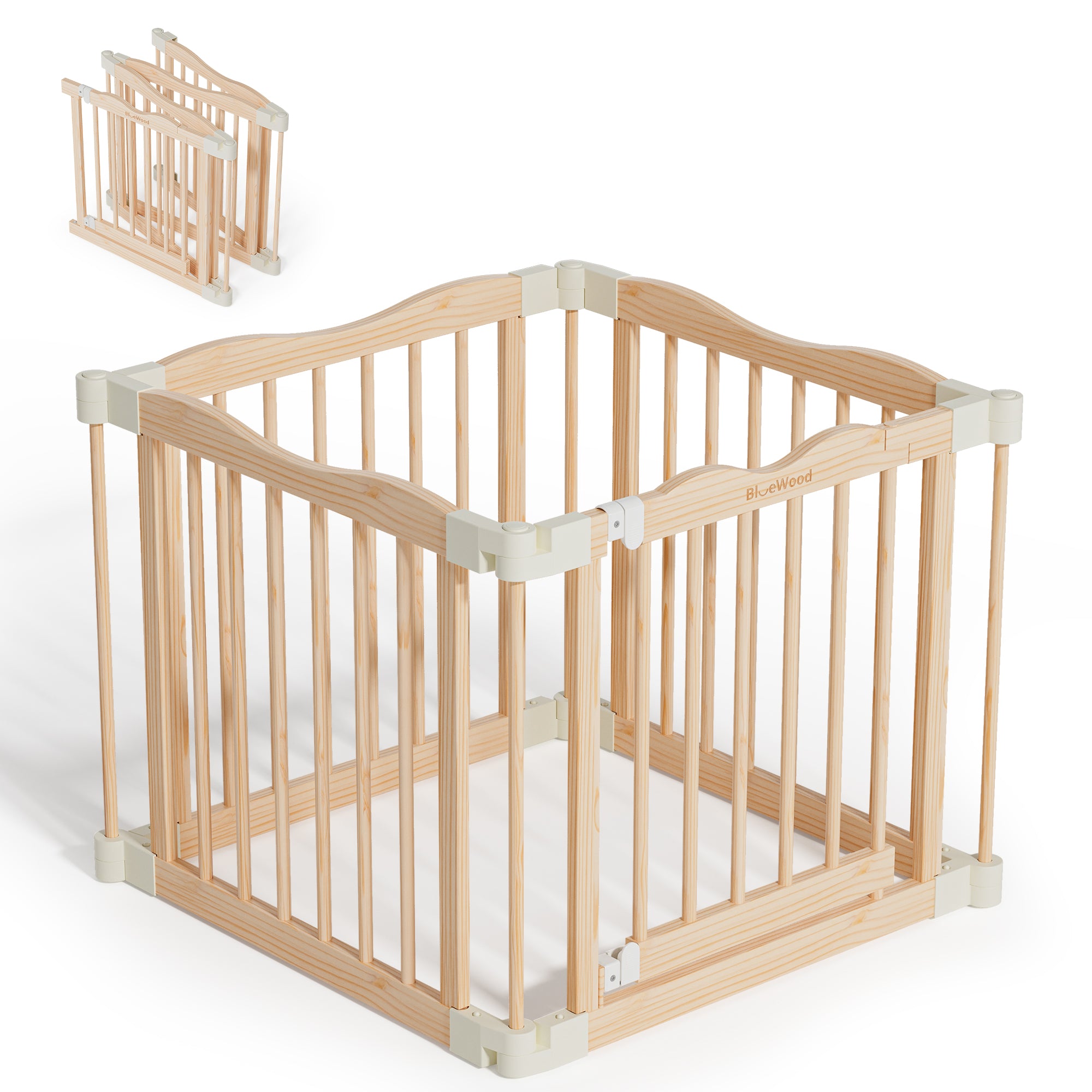 Halo - BlueWood® Baby Gate Playpen, Foldable, Paint-Free Baby Playpen