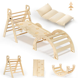 BlueWood Montessori Triangle Climbing Set, Indoor Playground for Kids - 3 - Piece, Complete with Pads