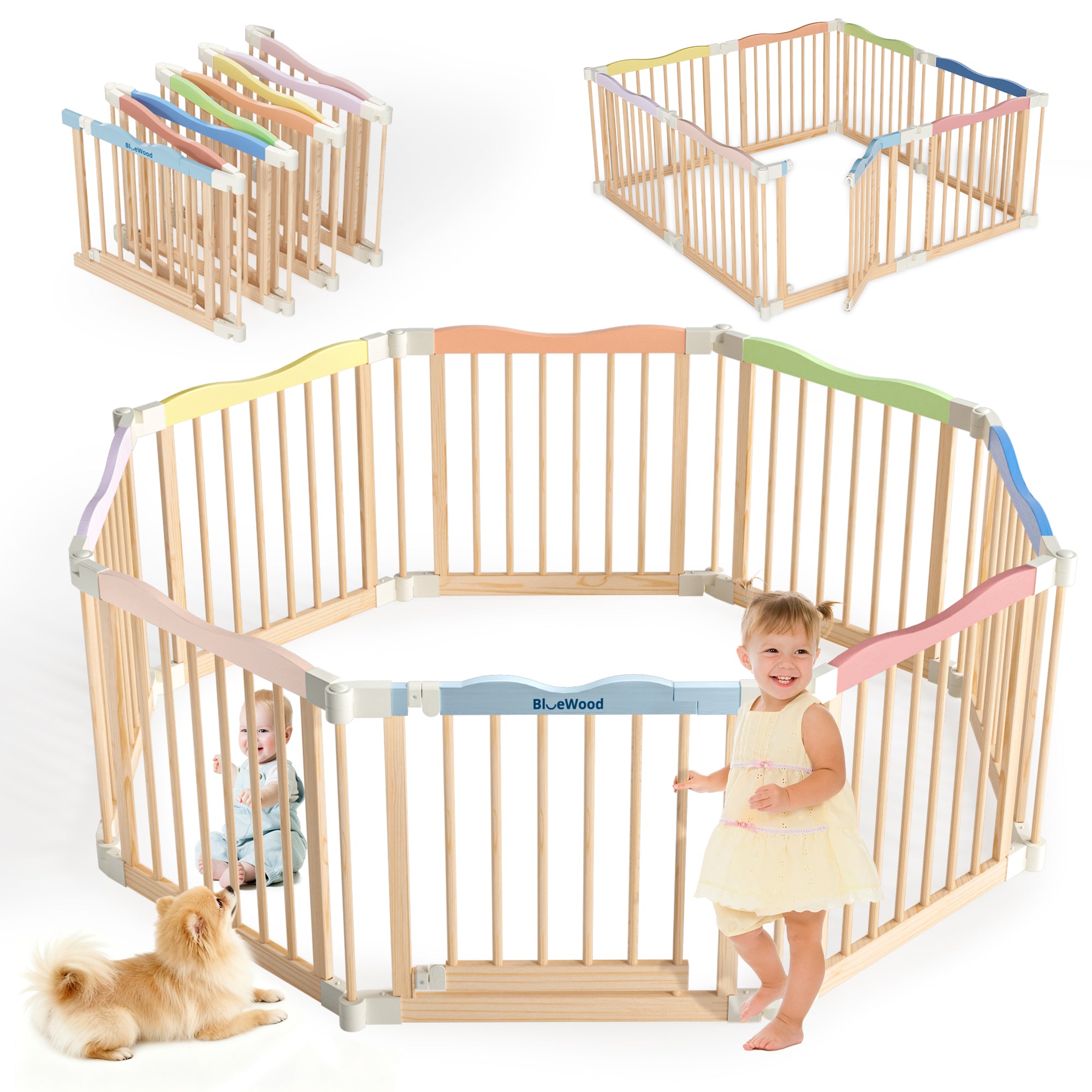 Halo - BlueWood® Baby Gate Playpen, Foldable, Baby Playpen 8pcs