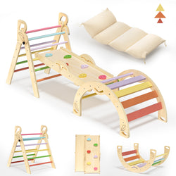 BlueWood Montessori Triangle Climbing Set, Indoor Playground for Kids - 3 - Piece, Complete with Pads