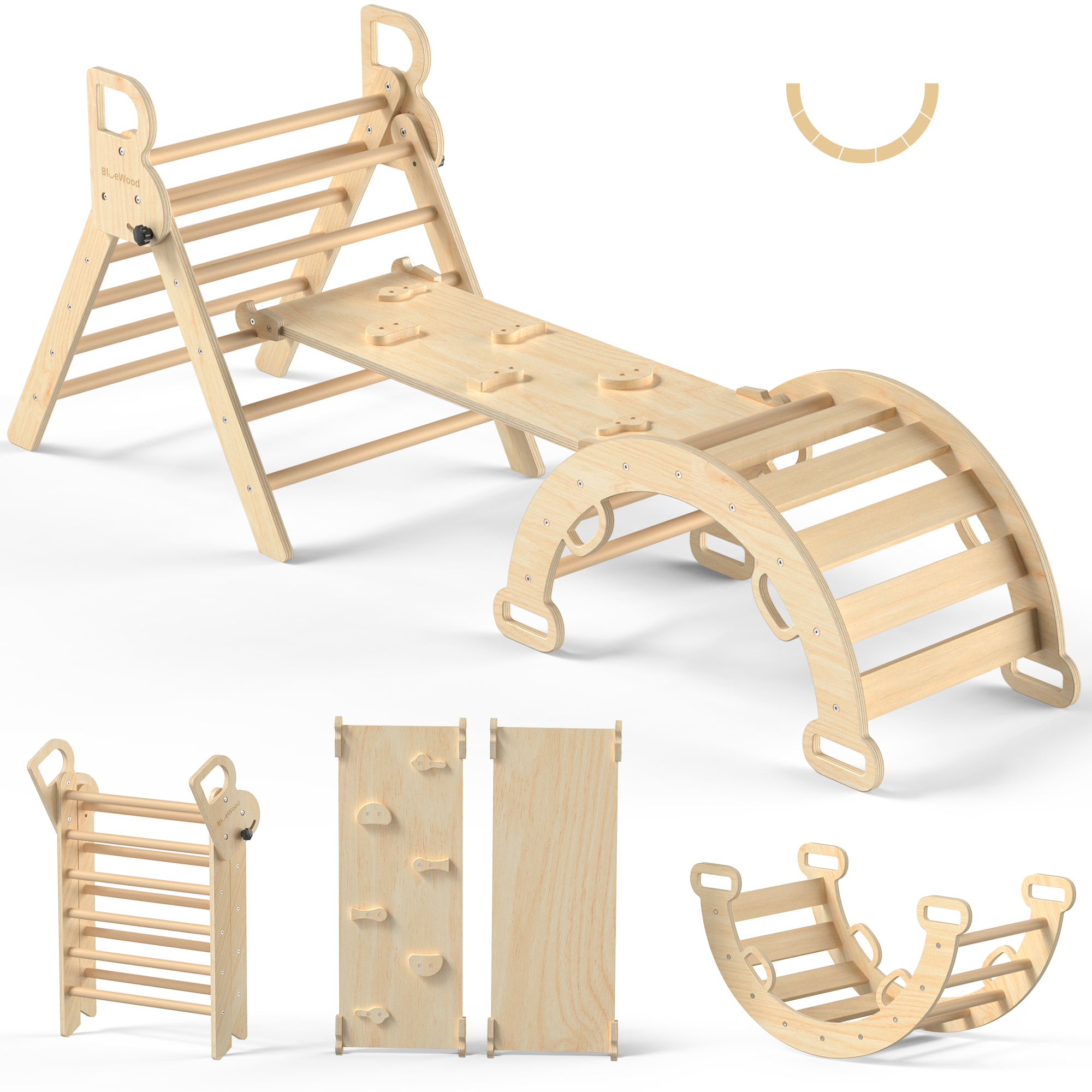 Rhythms - BlueWood® Pikler Triangle Set * Natural Wood Tones