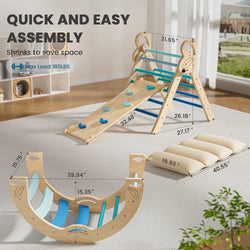 BlueWood Lightweight & Compact & Exquisite Montessori Triangle Climbing Set, Indoor Playground for Kids - 3 - Piece, Complete with Pads