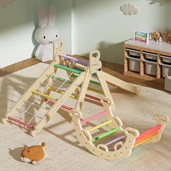 Aurora- BlueWood® 2024 Rope Ladder Pikler Triangle Set *Rainbow