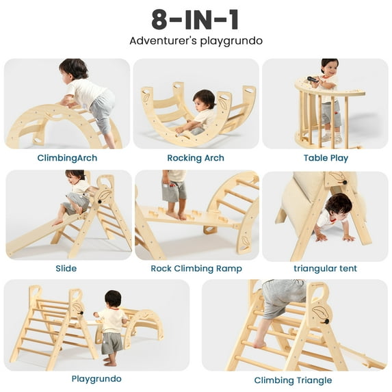 Pikler Triangle Set, Wood, 3 Piece