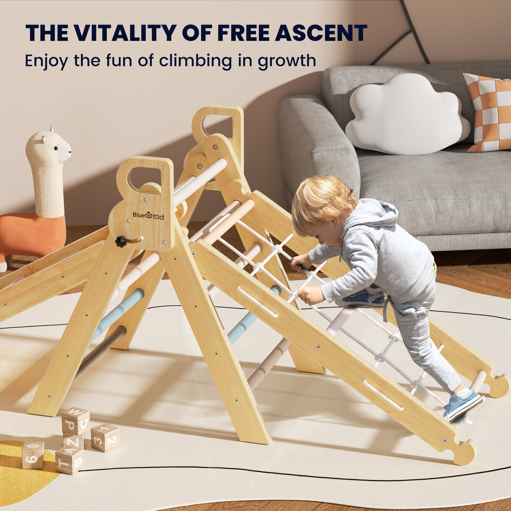 Aurora- BlueWood® 2024 Escalera de cuerda Pikler Triángulo Set *Morandi