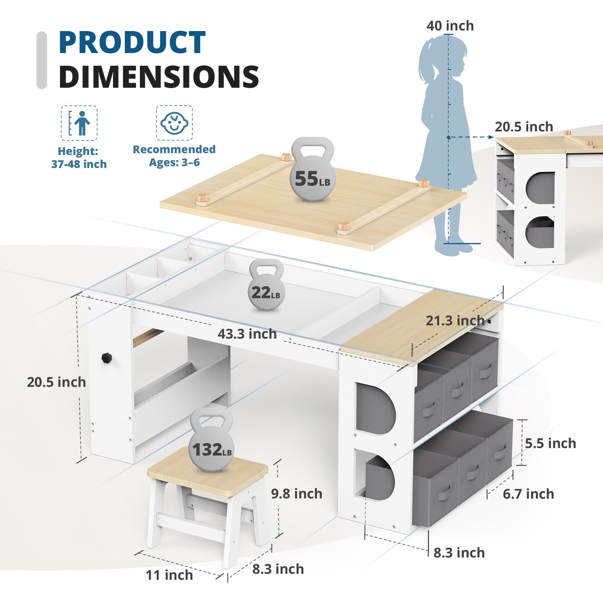 Studio – BlueWood® Kid's Art Table and Chairs Set