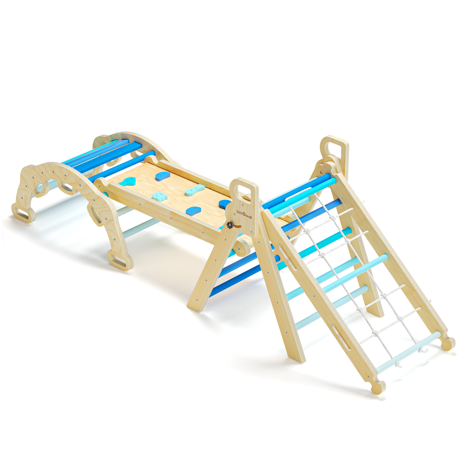 BlueWood® Gradient Blue Rope Ladder*Pikler Triangle Set