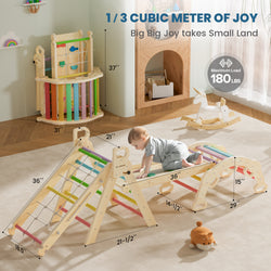 Aurora- BlueWood® 2024 Rope Ladder Pikler Triangle Set *Rainbow