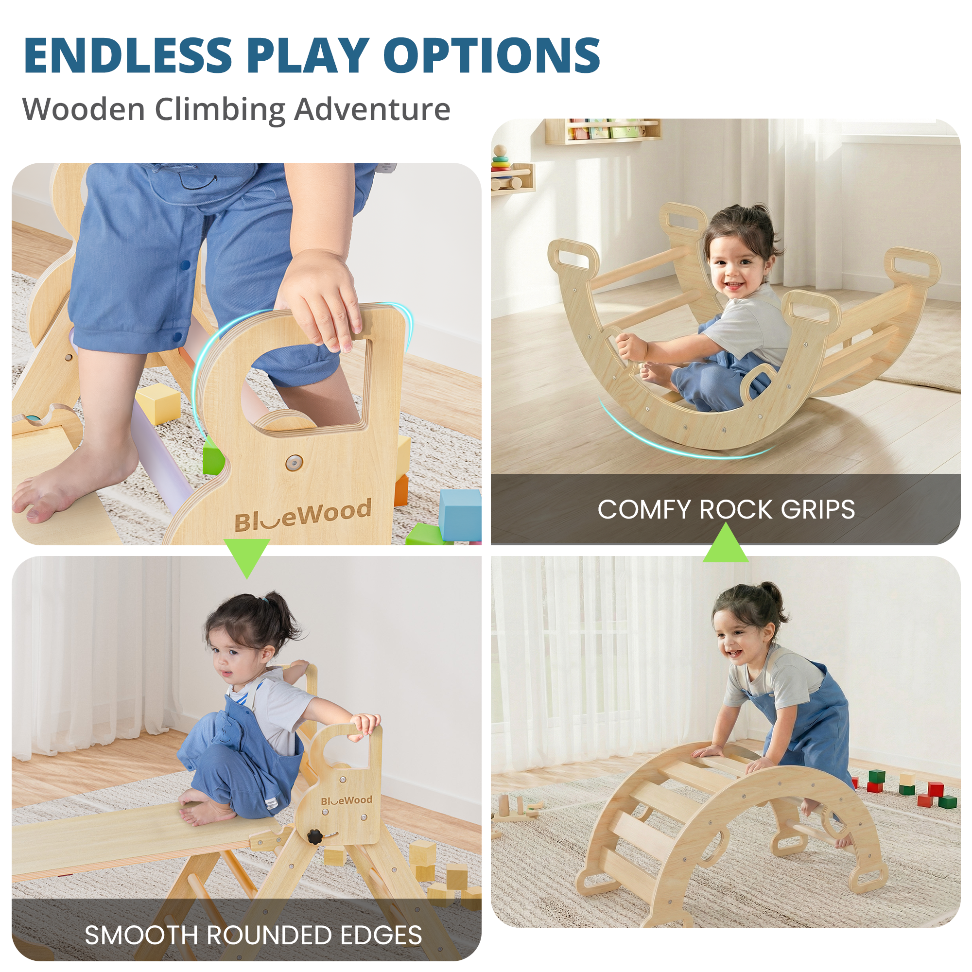 Rhythms - BlueWood® Pikler Triangle Set * Natural Wood Tones