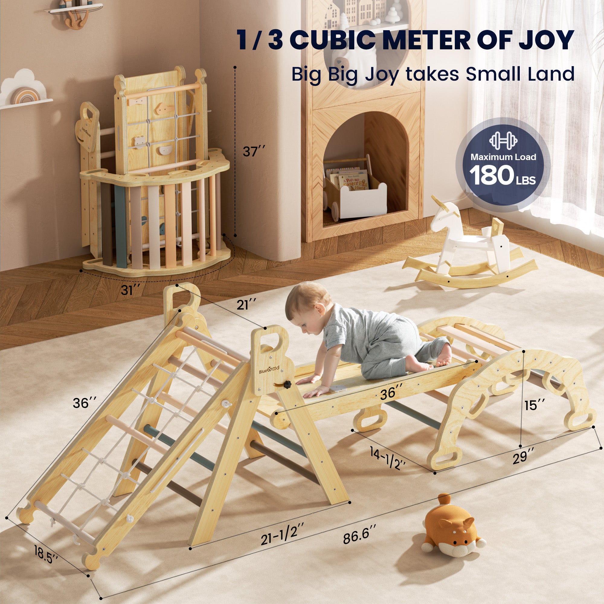 BlueWood® Morandi Color Rope Ladder*Pikler Triangle Set