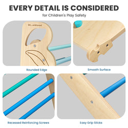 BlueWood Lightweight & Compact & Exquisite Montessori Triangle Climbing Set, Indoor Playground for Kids - 3 - Piece, Complete with Pads
