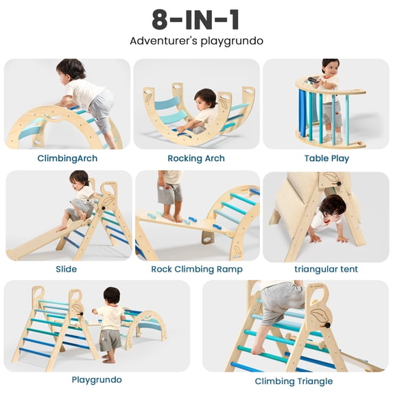 Pikler Triangle Set, Arch Playground Climber, 3 Piece