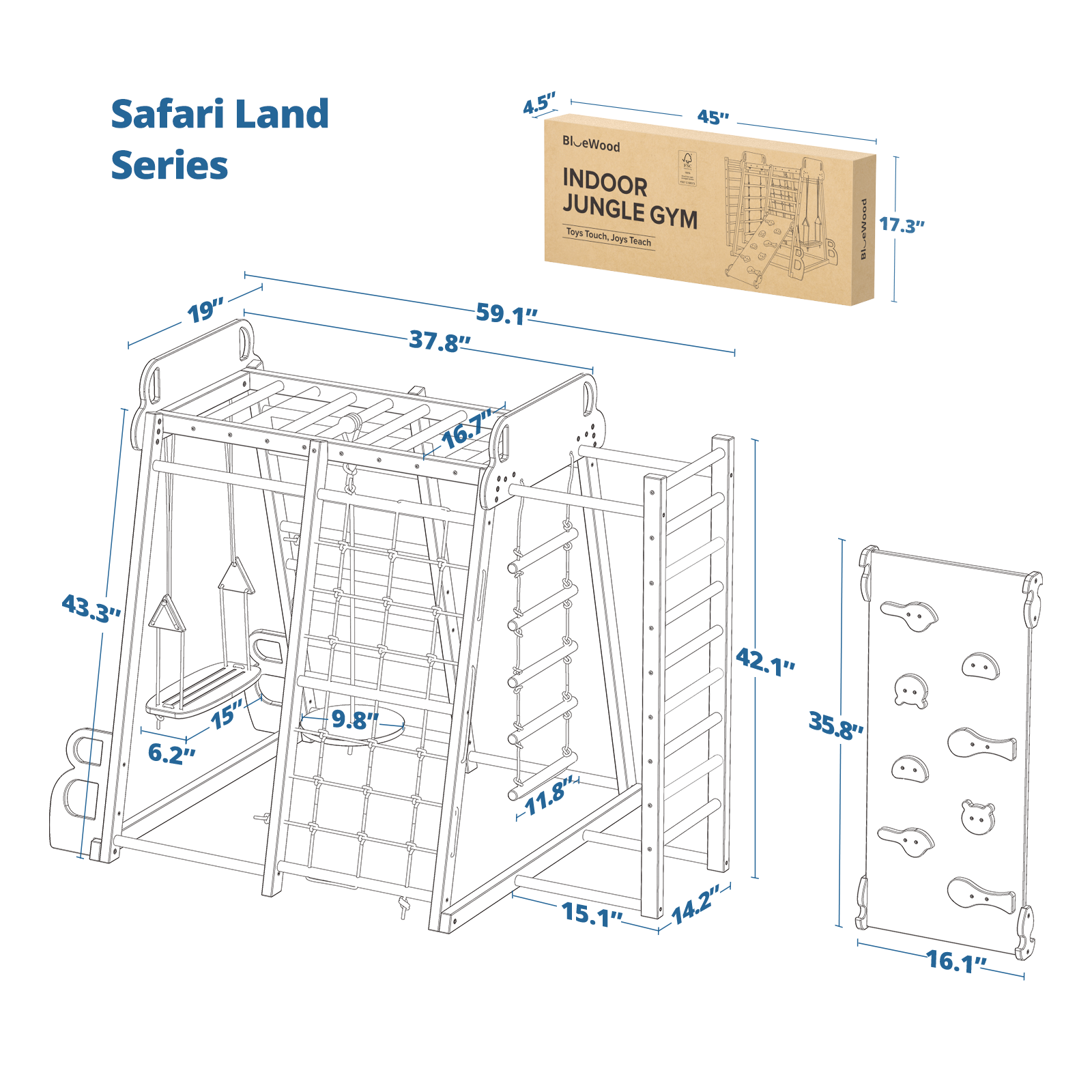 Safari Land- BlueWood® Indoor Jungle Gym *Morandi