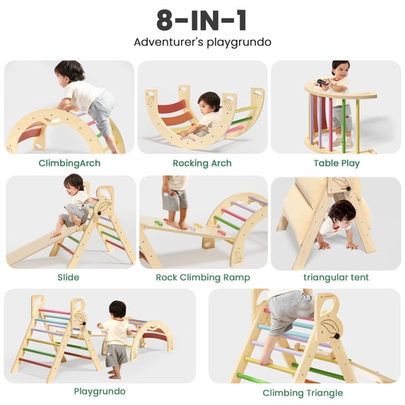 Pikler Triangle Set, Indoor Climber for Children, Lightweight, 3 Piece
