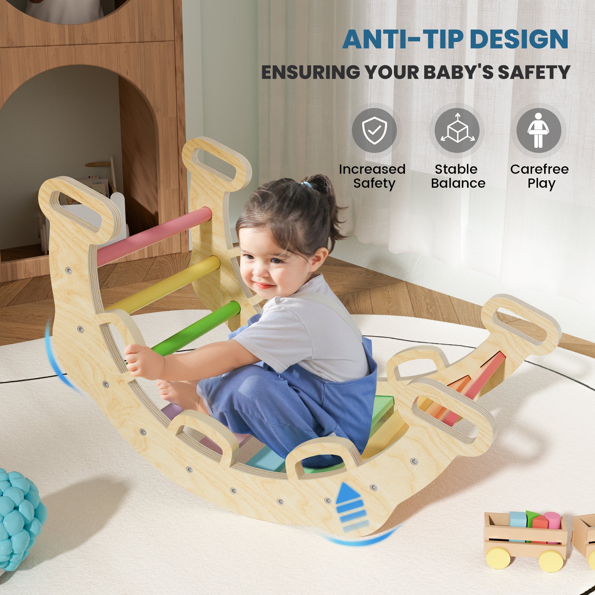 Aurora- BlueWood® Rope Ladder Pikler Triangle Set *Rainbow