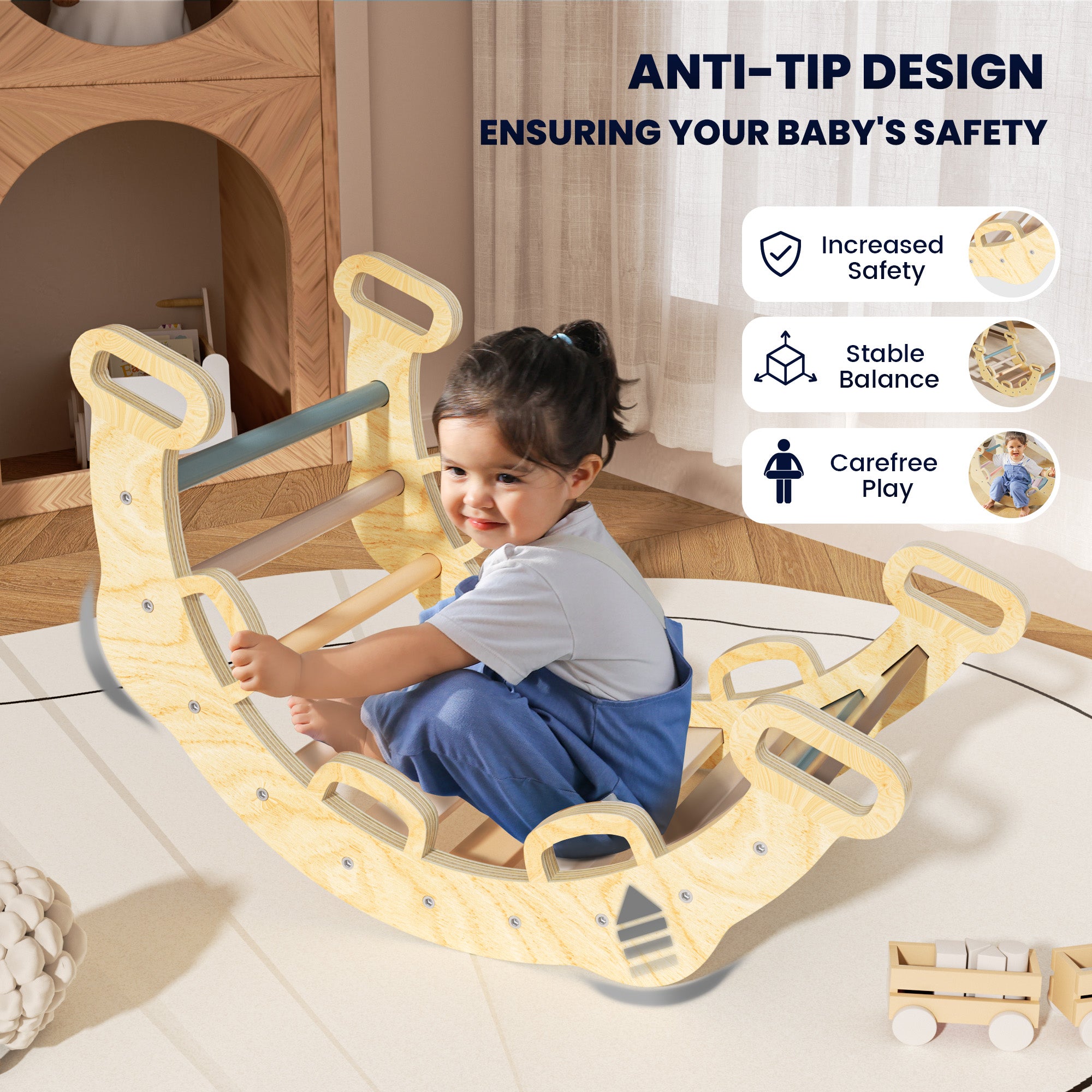 Aurora- BlueWood® 2024 Escalera de cuerda Pikler Triángulo Set *Morandi