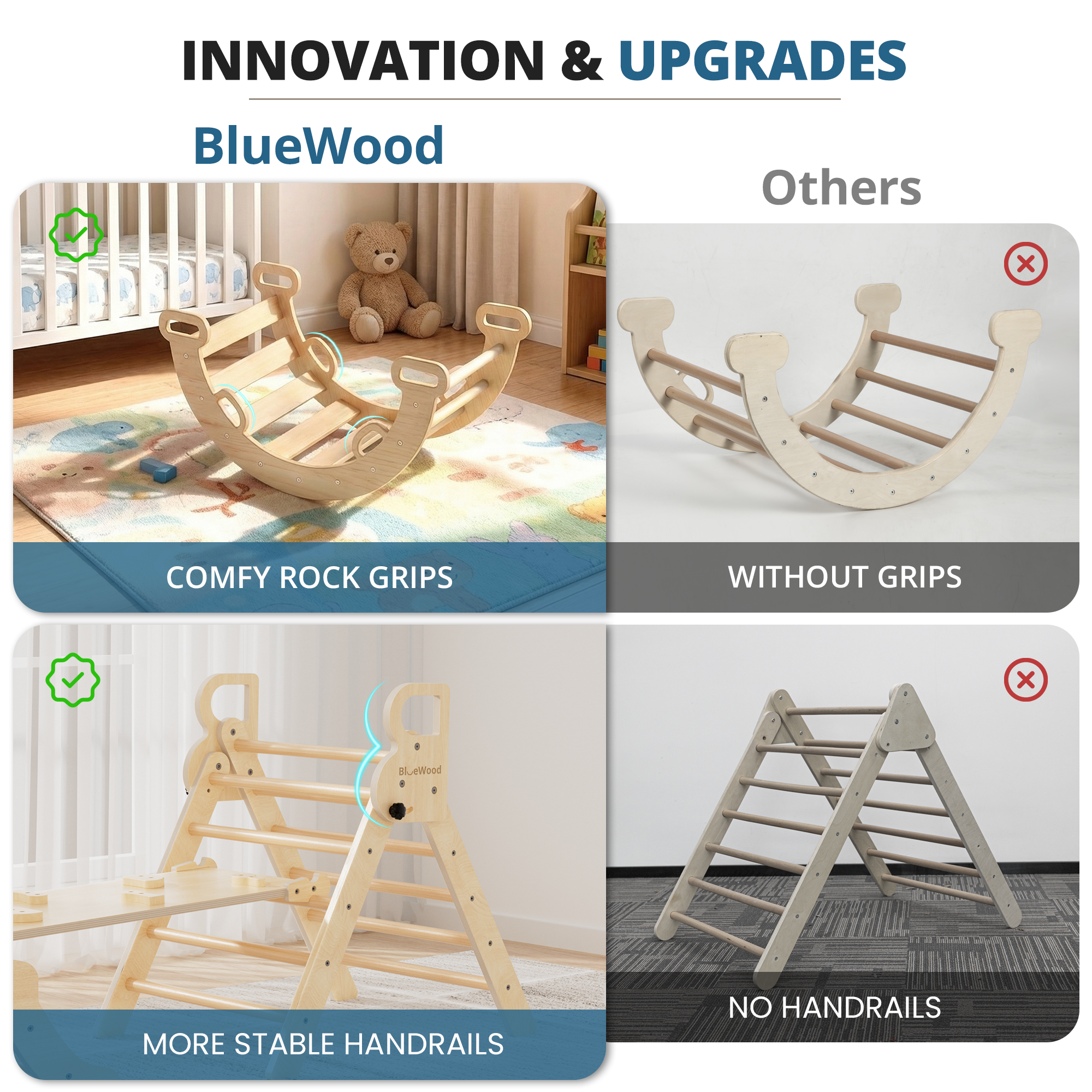 Rhythms - BlueWood® Pikler Triangle Set * Natural Wood Tones