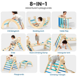 BlueWood Lightweight & Compact & Exquisite Montessori Triangle Climbing Set, Indoor Playground for Kids - 3 - Piece, Complete with Pads