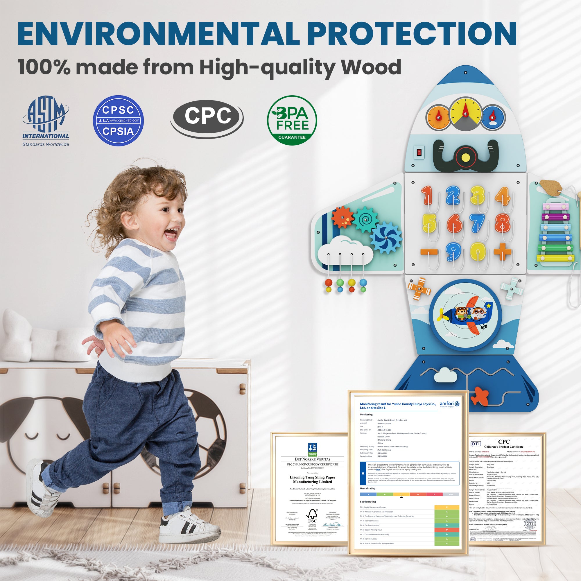 Giggle- BlueWood® Busy Board *Plane