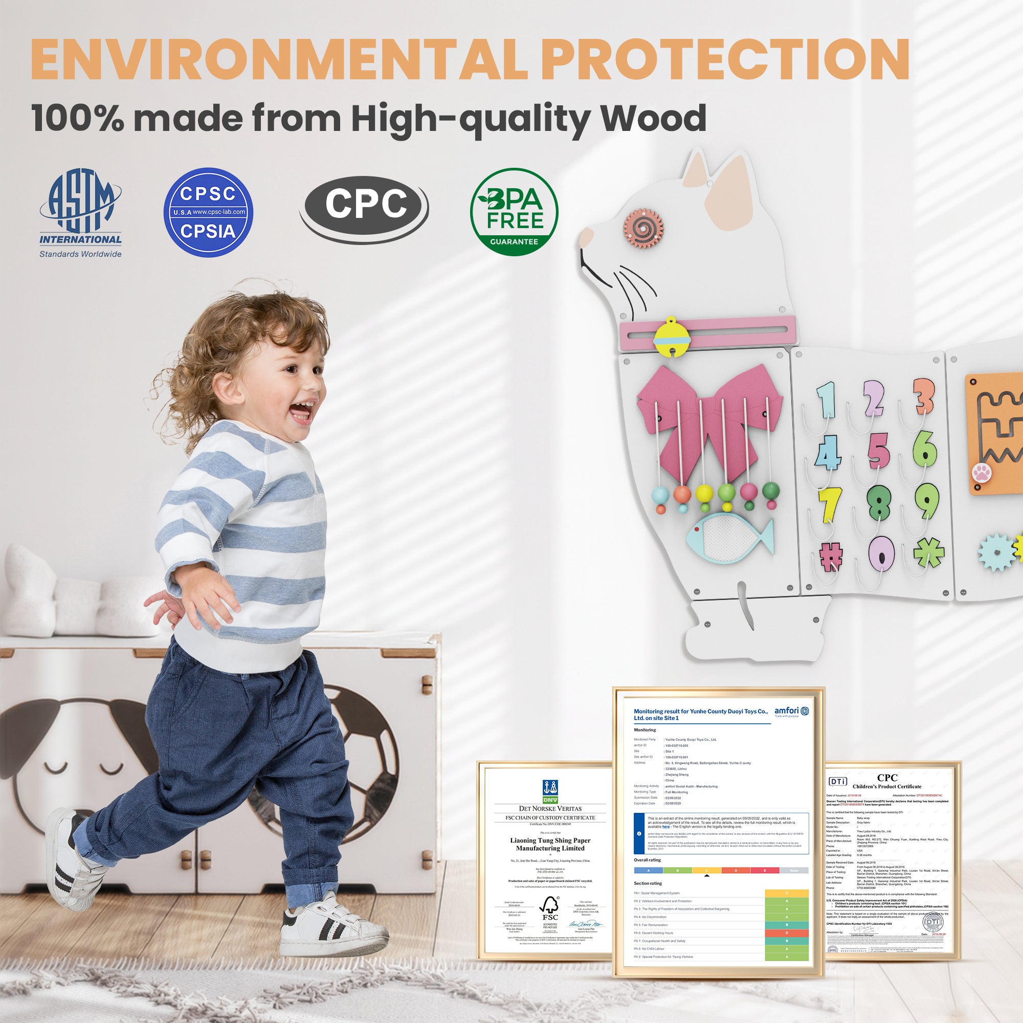 Giggle- BlueWood® Busy Board *Kitty