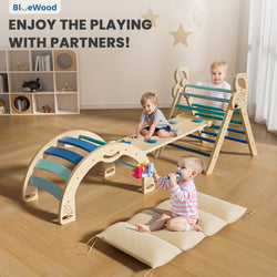 BlueWood Lightweight & Compact & Exquisite Montessori Triangle Climbing Set, Indoor Playground for Kids - 3 - Piece, Complete with Pads
