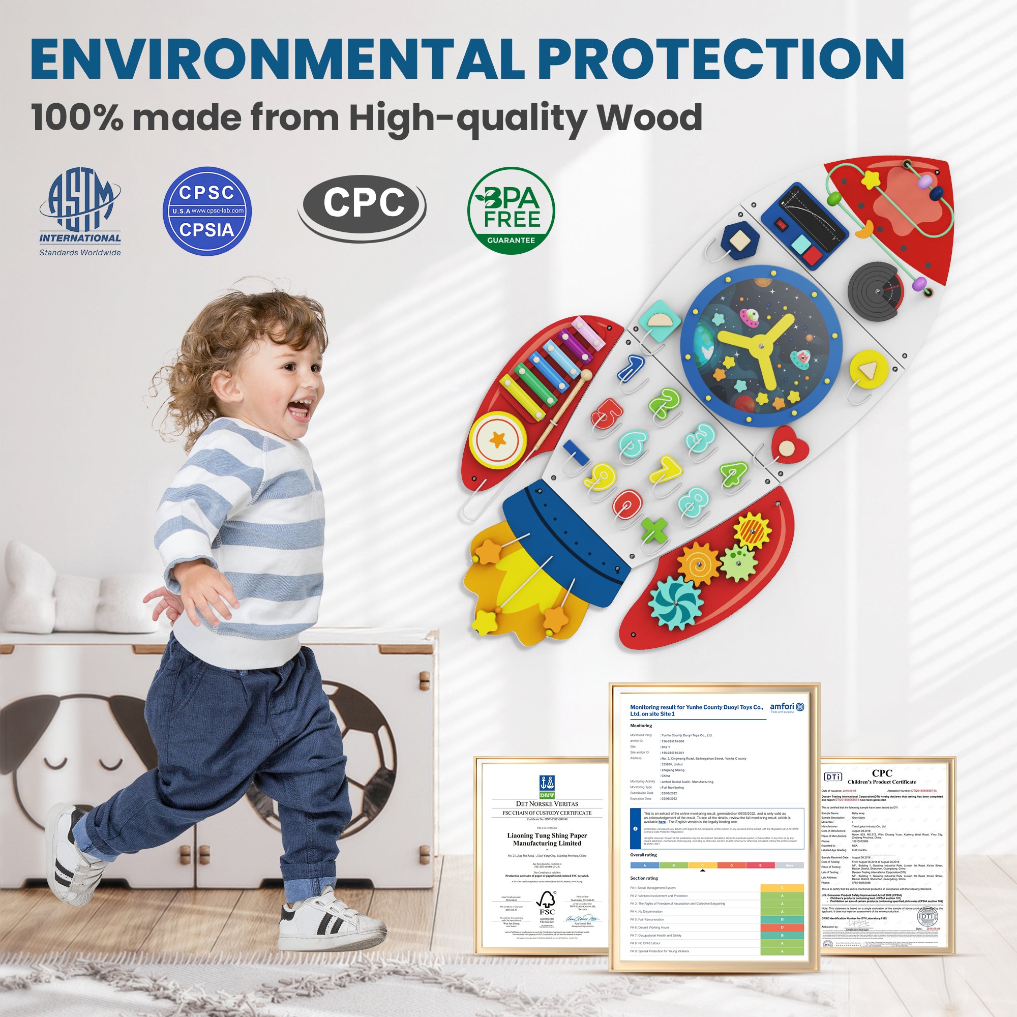 Giggle- BlueWood® Busy Board *Rocket