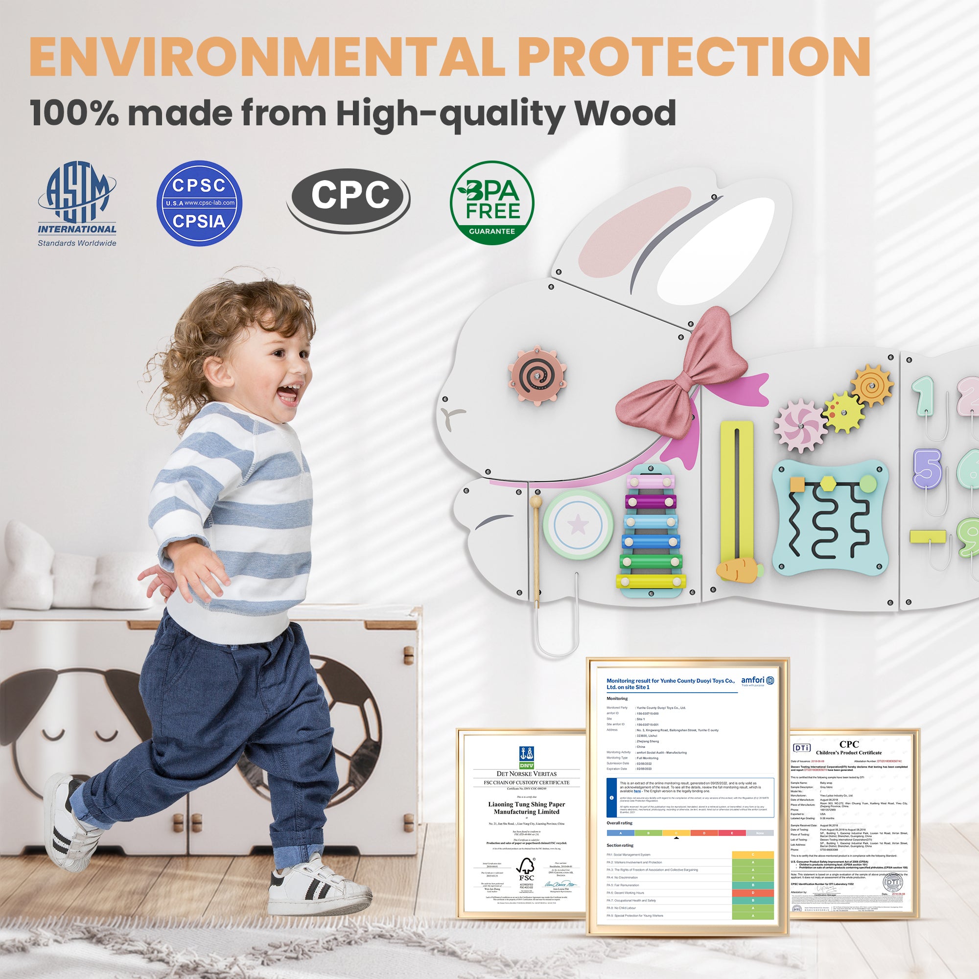 Giggle- BlueWood® Busy Board *Bunny