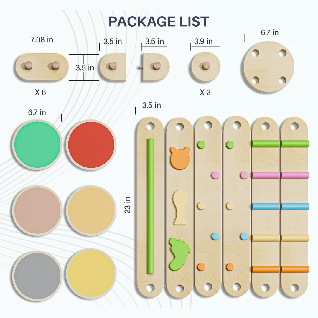 Anclaje - Viga de equilibrio BlueWood® 6 piezas *Arcoíris