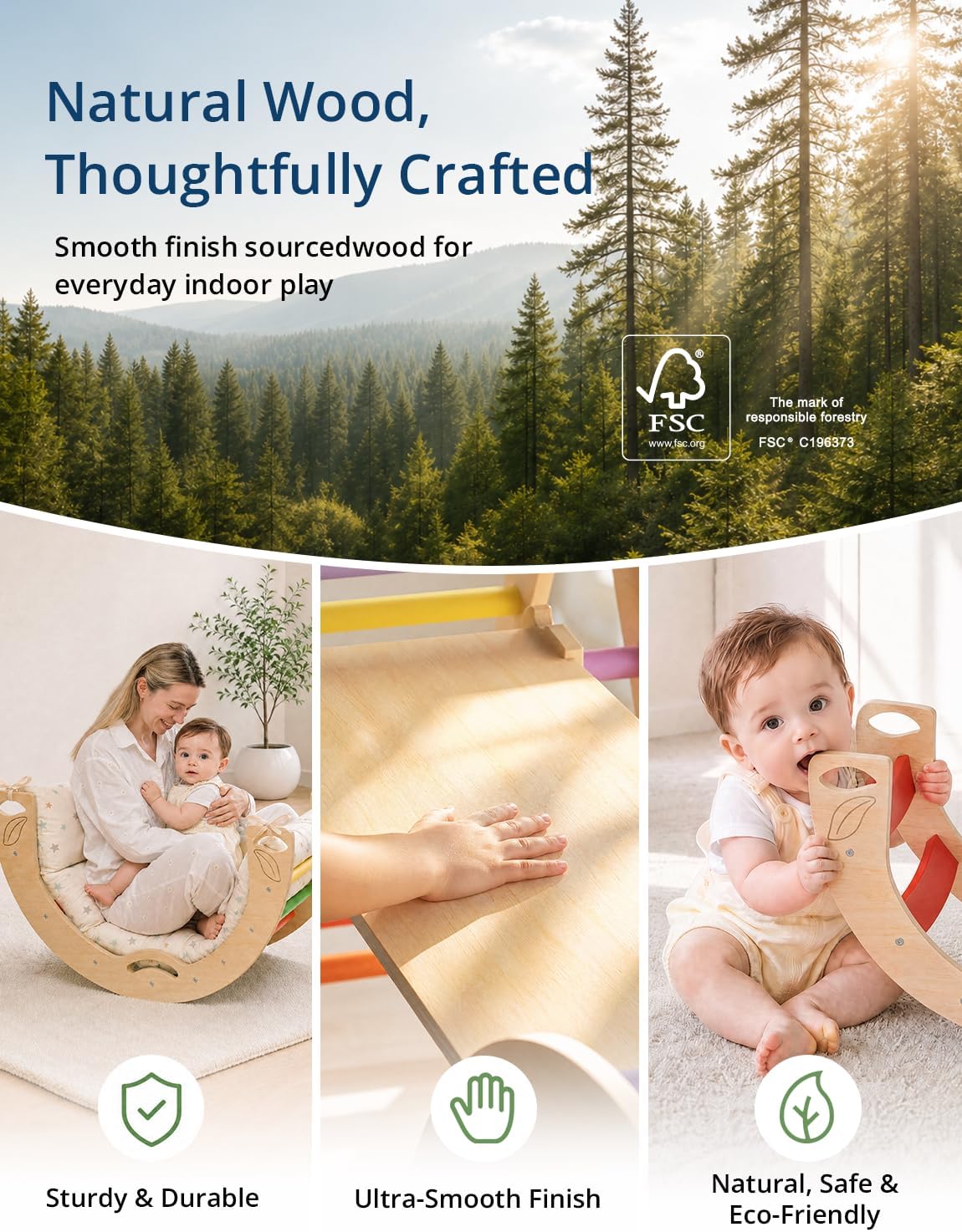 Pikler Triangle Set, Indoor Pickler Toddler Climbing Toy, Ages 1-7