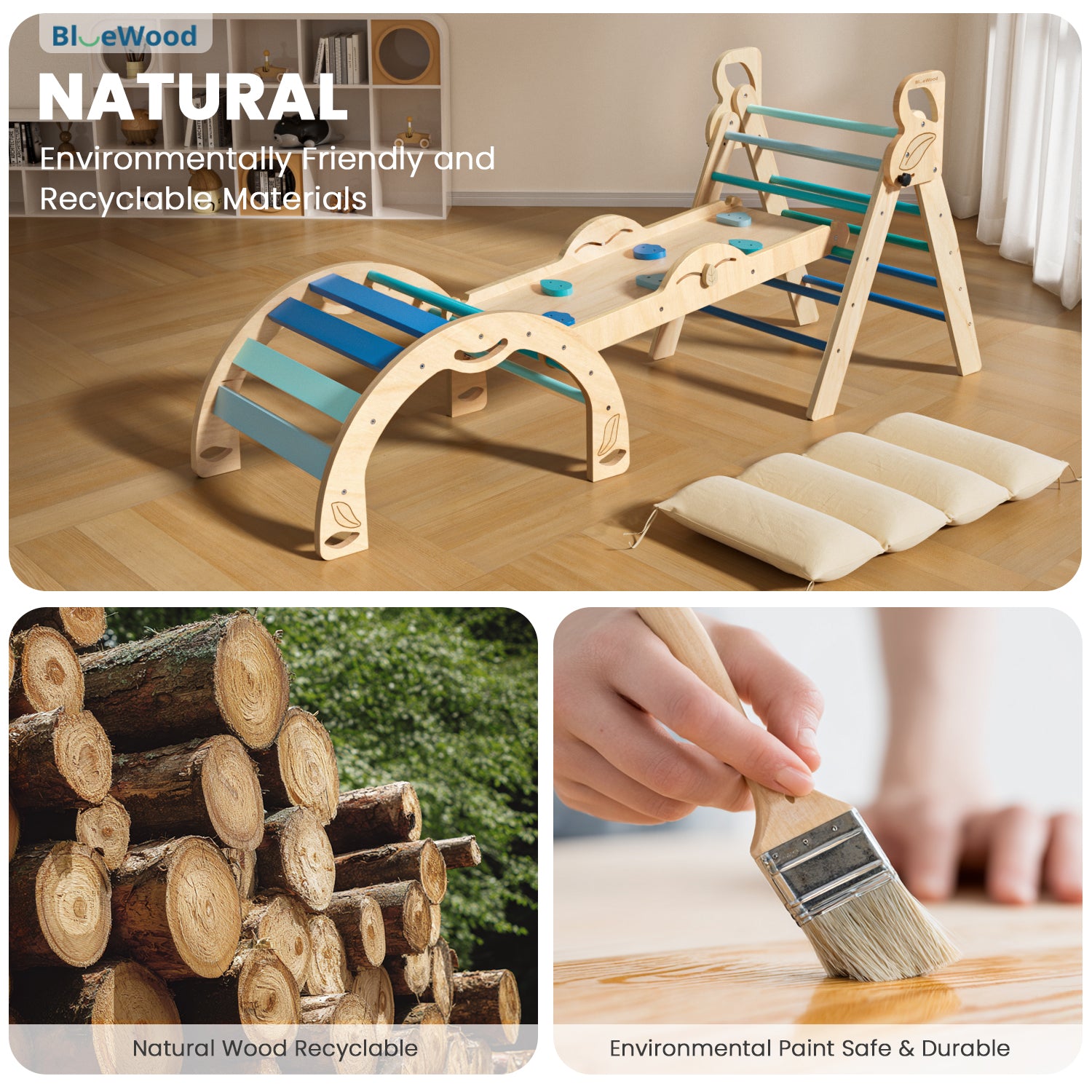 Folia- Pikler Triangle Climbing Set with Cushion