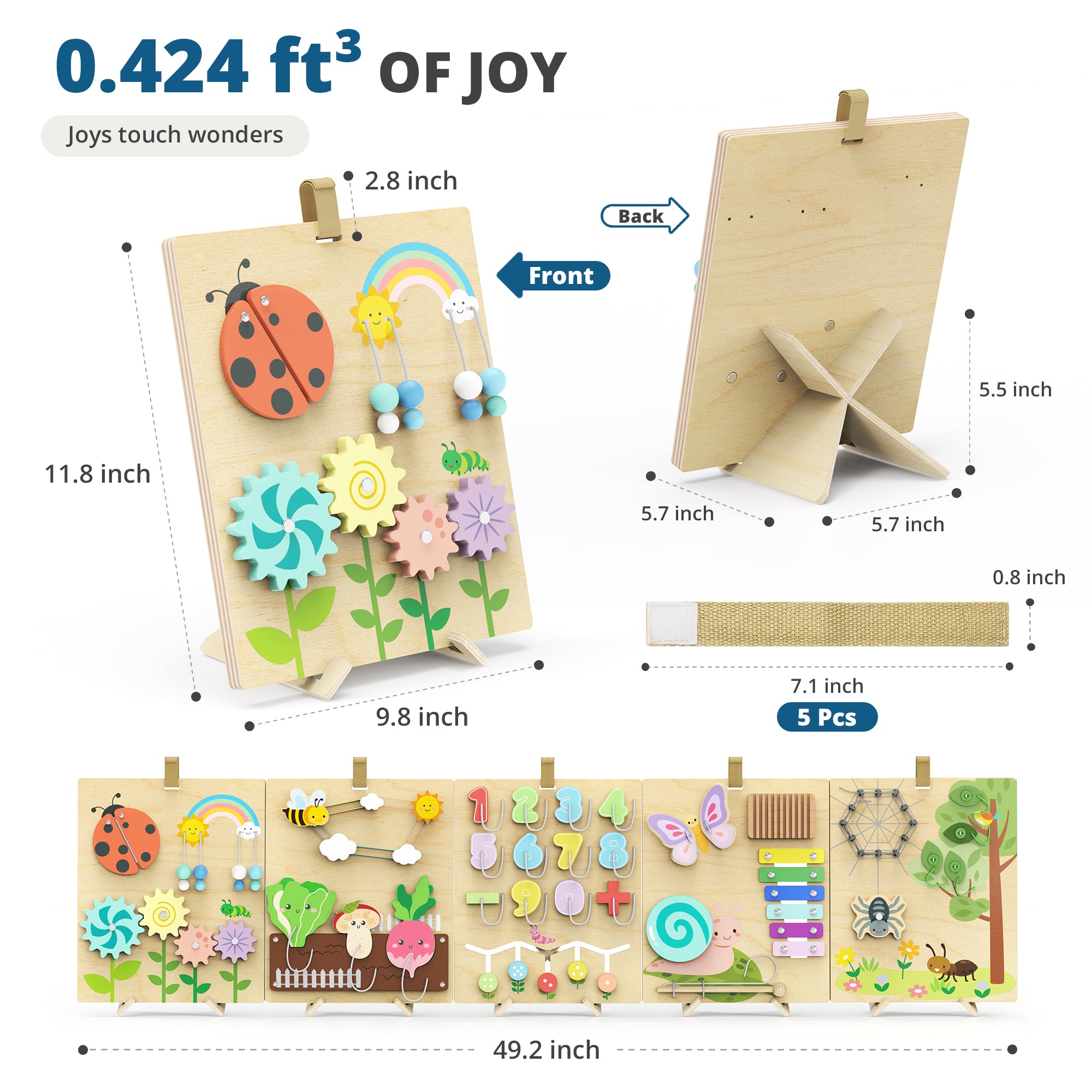 Giggle - 5-Piece Wooden Activity Board Set - Versatile Standing & Hanging